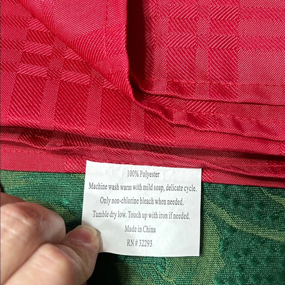 Red Plaid Fabric Tablecloth approximately Seven feet x Five feet Home Decor